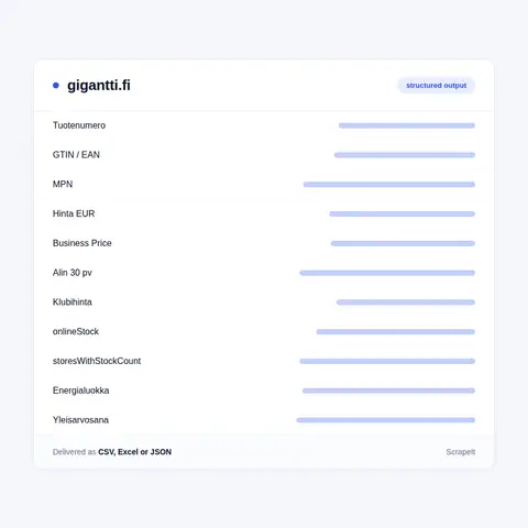 Fields we extract from gigantti.fi