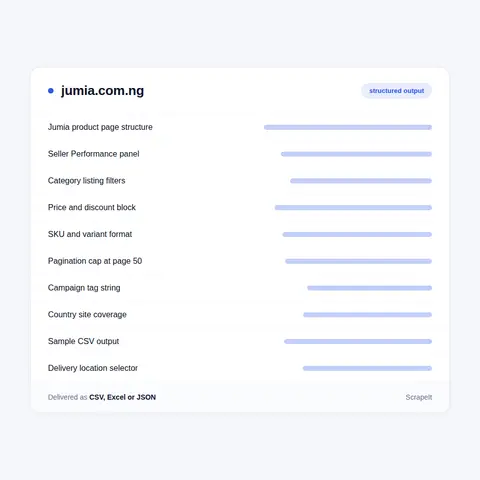 Fields in a standard Jumia extract