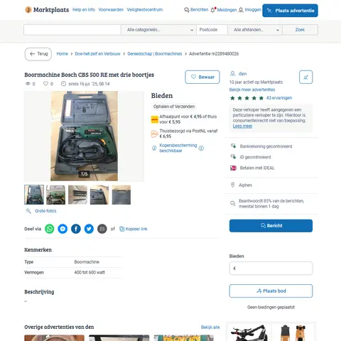 Key Data Extracted from Marktplaats