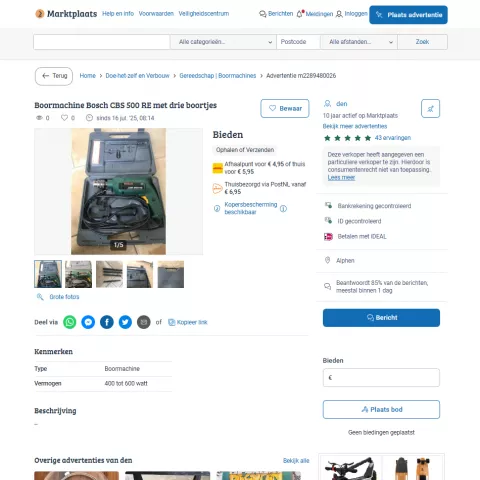 Key Data Extracted from Marktplaats