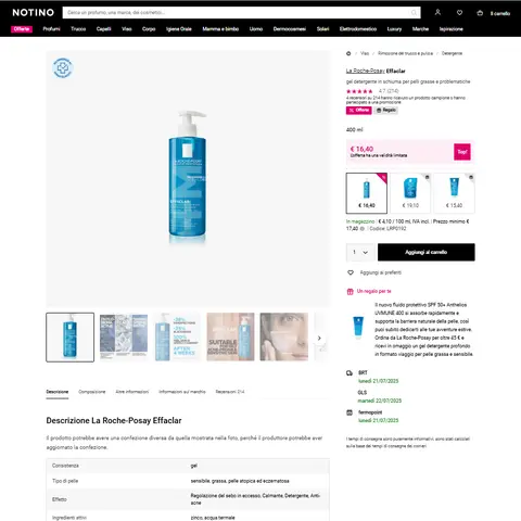 Key Product Data Captured from Notino