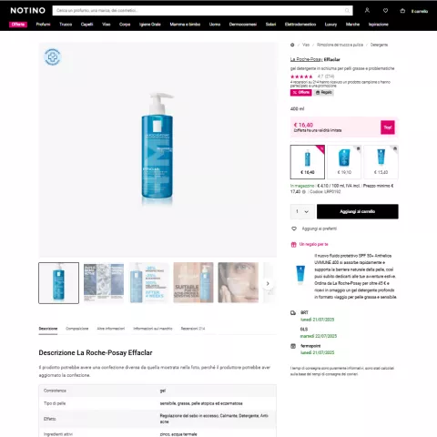 Key Product Data Captured from Notino