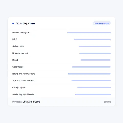 Fields we extract from Tata CLiQ