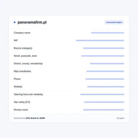 Panorama Firm dataset: what one company card holds