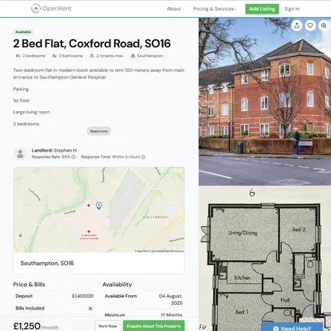 OpenRent Prices, Previous Listings and Rent Trends
