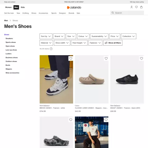 Zalando Category Page