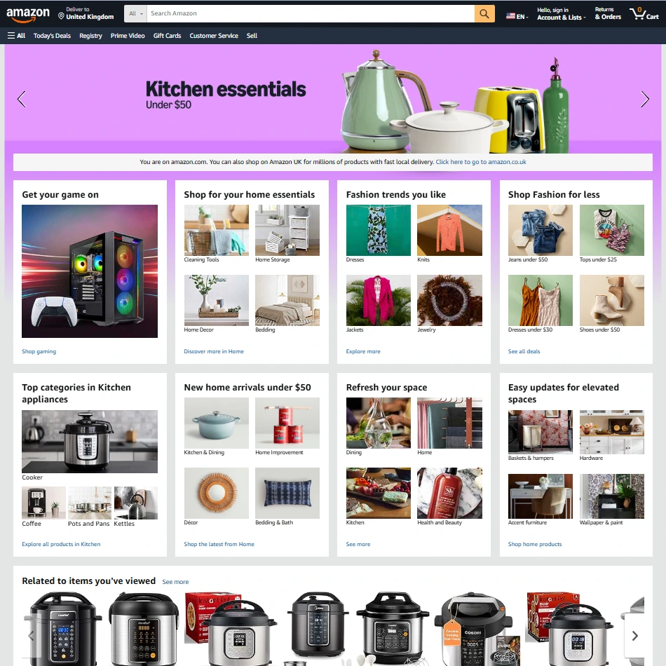 Amazon website page
