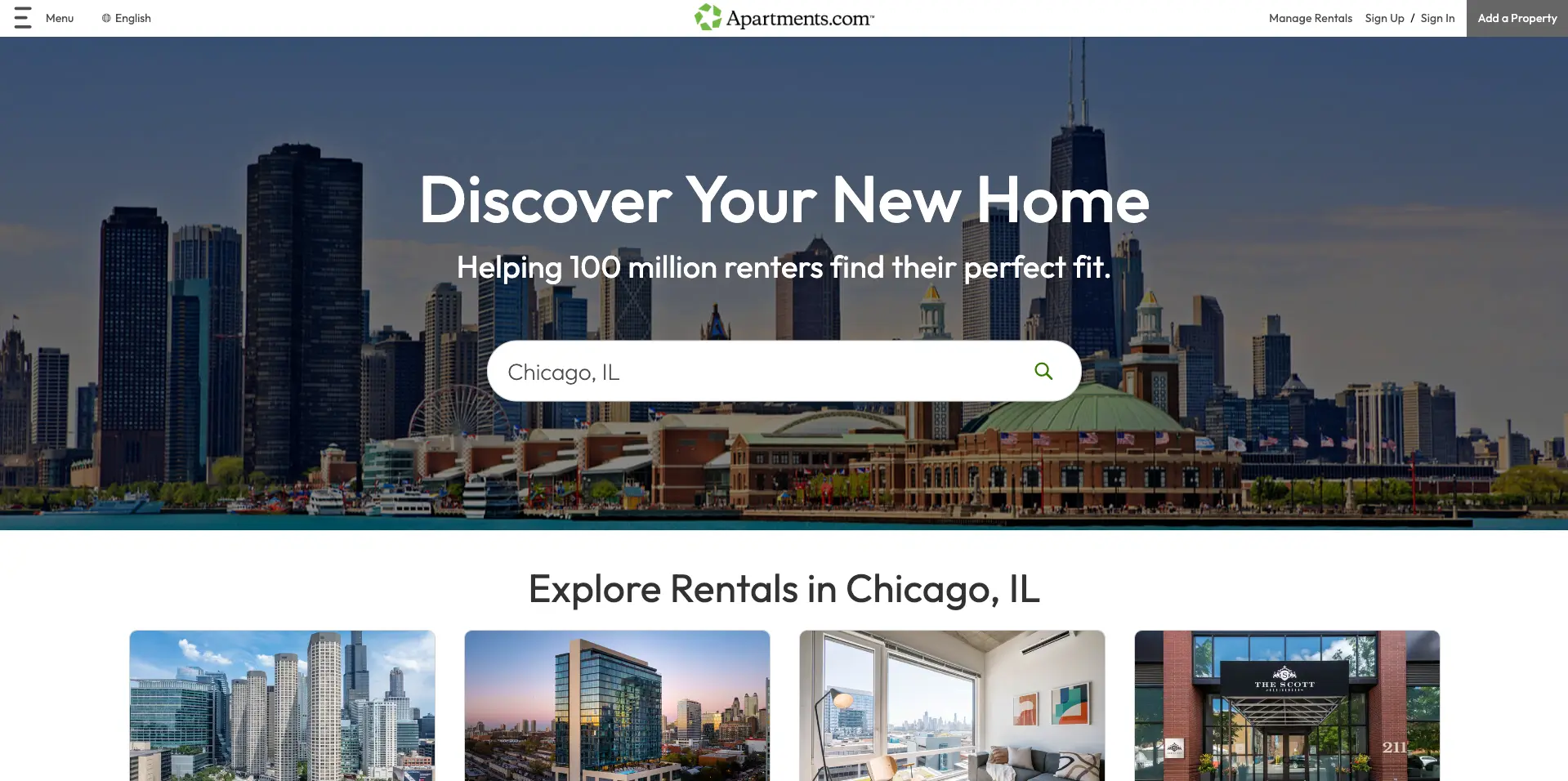 Screenshot of the Apartments.com real estate website