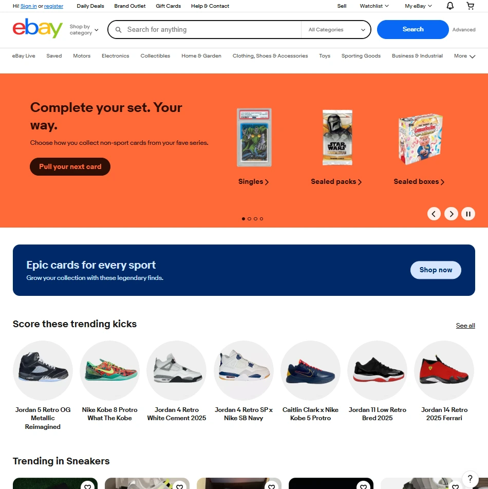 eBay website page