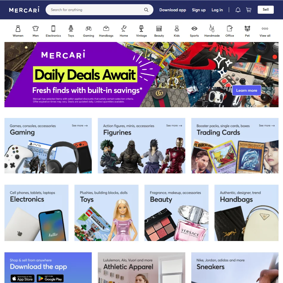 Mercari website page