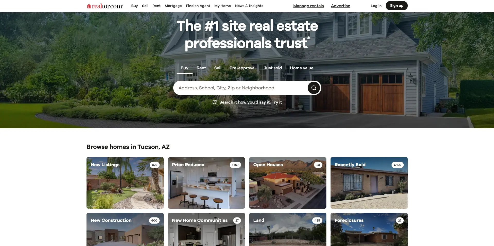 Screenshot of the Realtor.com real estate website