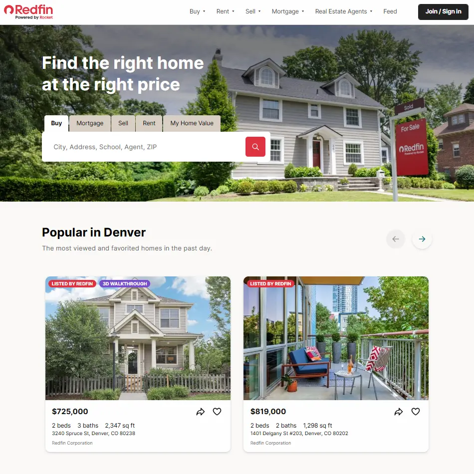 Redfin website page