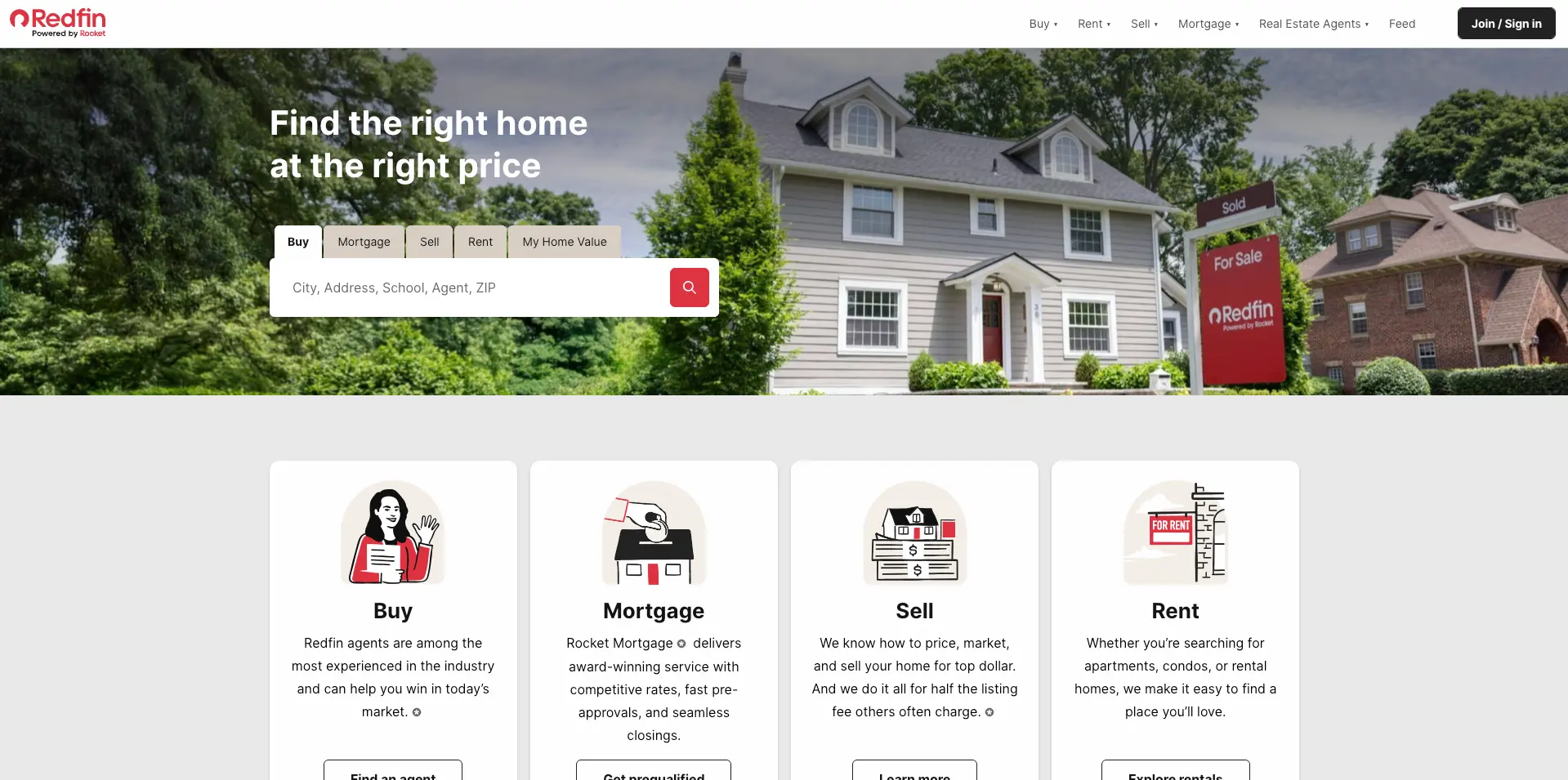 Screenshot of the Redfin real estate website